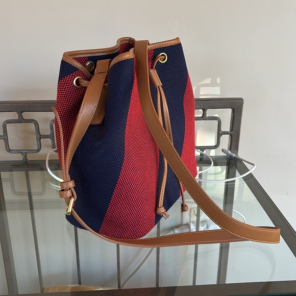 Boden Red Navy Stripped Bucket Bag - Picture 2 of 6